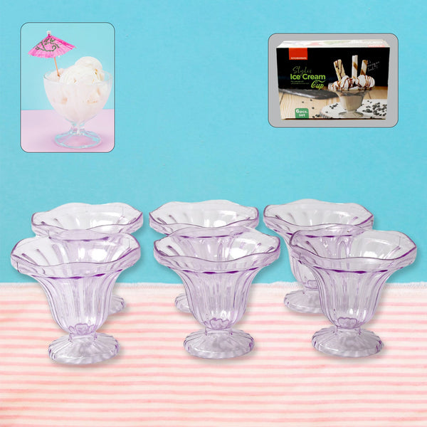Crystal Plastic Ice-Cream Bowl Set â€“ Serving Bowls (6 Pc)