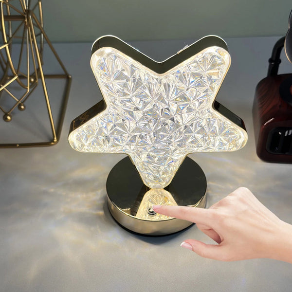 Star Crystal Diamond Touch Lamp â€“ USB Rechargeable, 3-Way Dimmable