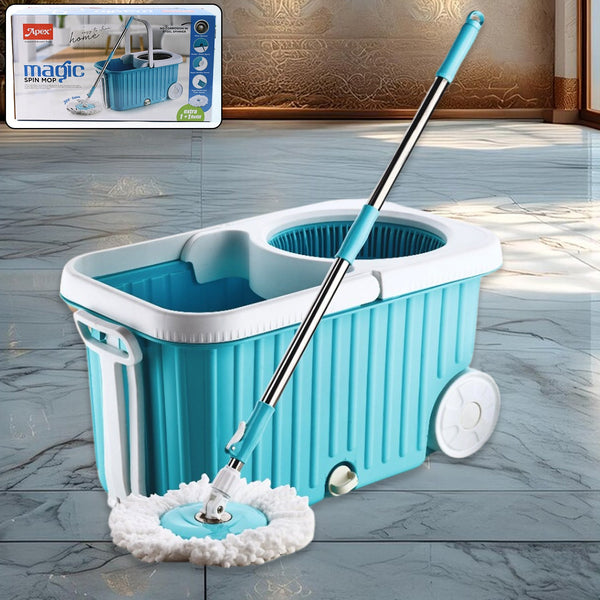 Apex Magic 360Â° Spin Mop Cleaning System with Stainless Steel Spinner