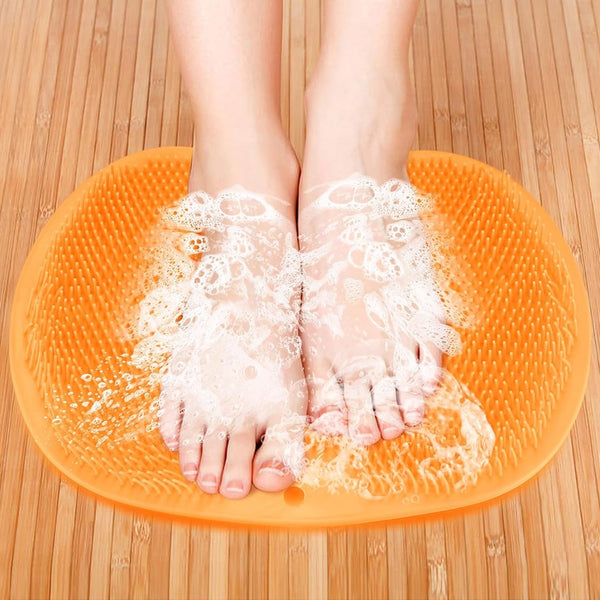 Yellow Silicone Bath Massage Cushion â€“ Suction Cup Exfoliating Foot Scrubber & Mat