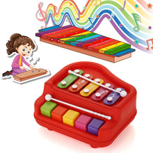2 in 1 Baby Piano Xylophone Toy for Toddlers, 5 Multicolored Key Keyboard Xylophone Piano, Preschool Educational Musical Learning Instruments Toy for Baby Kids Girls Boys 3+ YearsÂ (1 Pc)