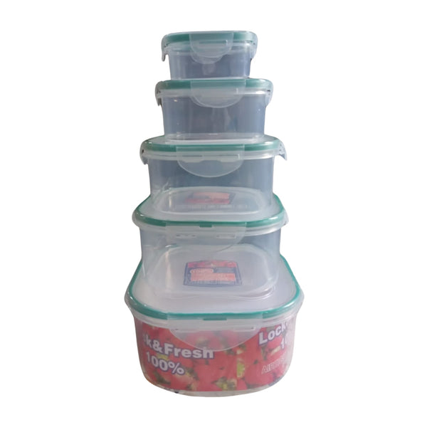 Kitchen Storage Containers Set â€“ Fridge Organizer Lunch Boxes (5 Pcs)