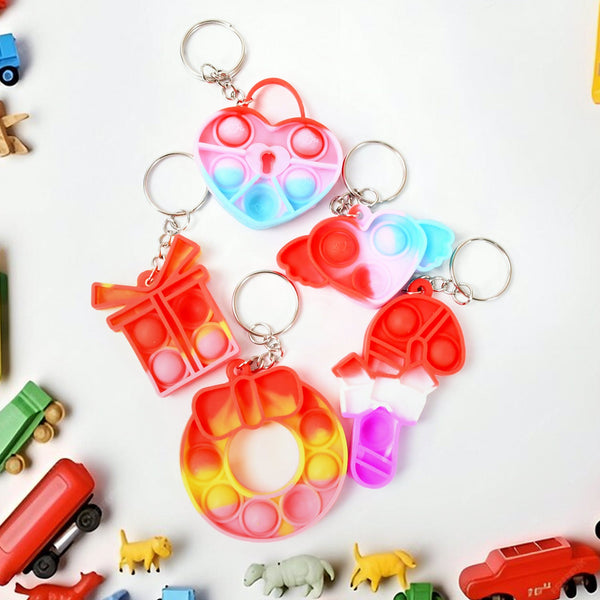 Compact Pop It Keychain â€“ Fun Stress Relief Fidget Toy (1 Pc | Mix Design)