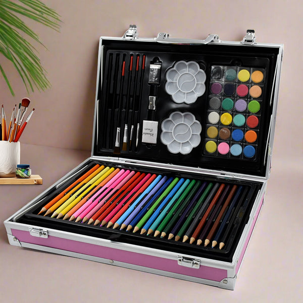 17980Â Professional Art Set-Drawing Painting Sketching Coloring Kids Set All in 1 Art Case Perfect for Kids with Unicorn Design Case, Shading Crayons Oil Pastels Color Set Watercolor Cakes Paint Brush Sharpener Eraser (145 Pcs Set)