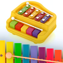 2 in 1 Baby Piano Xylophone Toy for Toddlers, 5 Multicolored Key Keyboard Xylophone Piano, Preschool Educational Musical Learning Instruments Toy for Baby Kids Girls Boys 3+ YearsÂ (1 Pc)