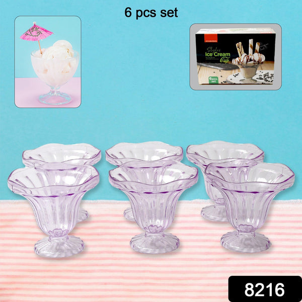 Crystal Plastic Ice-Cream Bowl Set â€“ Serving Bowls (6 Pc)