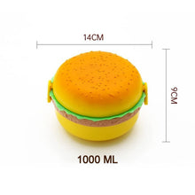 Burger Shape Lunch Box â€“ Double Layer 1000ml Food Container with 2 Spoons for Kids