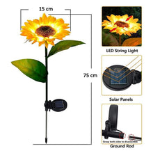 2 Pc Outdoor Solar Sunflower Lights â€“ Waterproof Garden Landscape Stake Light