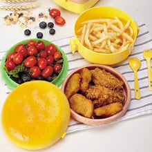 Burger Shape Lunch Box â€“ Double Layer 1000ml Food Container with 2 Spoons for Kids