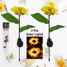 2 Pc Outdoor Solar Sunflower Lights â€“ Waterproof Garden Landscape Stake Light