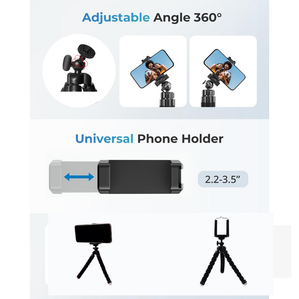 Flexible Mini Tripod Stand with Adjustable Mobile Holder