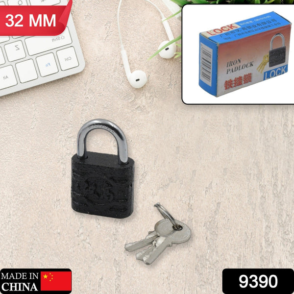 Thickened Black Iron Padlock â€“ Brass Core, Waterproof, Anti-Theft (75/60/32mm)