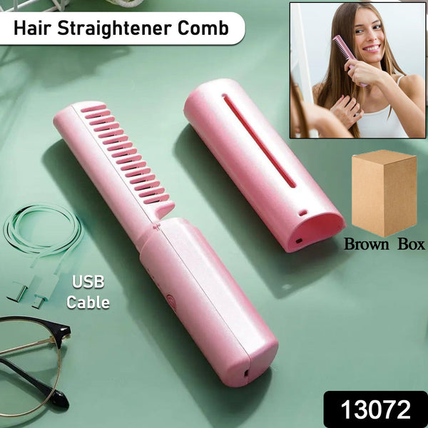 Rechargeable Mini Hair Straightener,  Three Temperature Adjustments Flat Iron Comb (1 Pc)