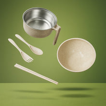 Rice Bowl Noodle Set â€“ 6 Pcs with Lid, Handle & Cutlery