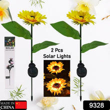 2 Pc Outdoor Solar Sunflower Lights â€“ Waterproof Garden Landscape Stake Light