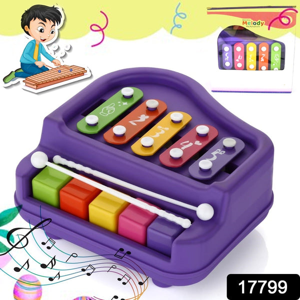 2 in 1 Baby Piano Xylophone Toy for Toddlers, 5 Multicolored Key Keyboard Xylophone Piano, Preschool Educational Musical Learning Instruments Toy for Baby Kids Girls Boys 3+ YearsÂ (1 Pc)