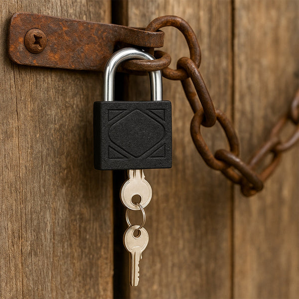 Thickened Black Iron Padlock â€“ Brass Core, Waterproof, Anti-Theft (75/60/32mm)