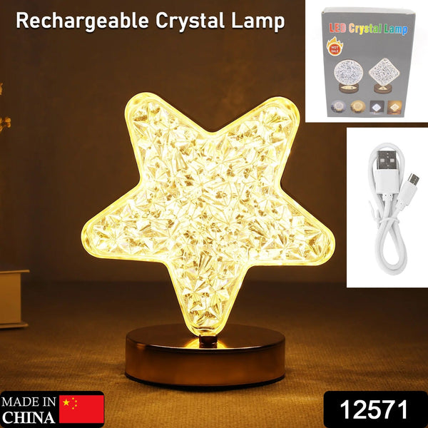 Star Crystal Diamond Touch Lamp â€“ USB Rechargeable, 3-Way Dimmable