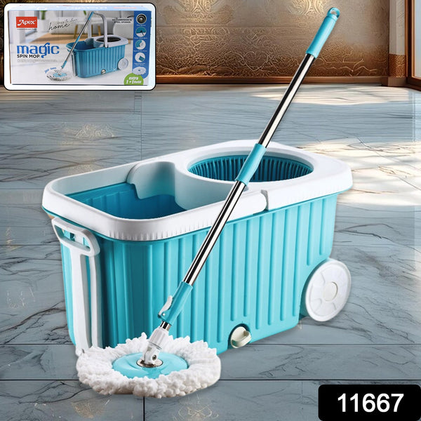 Apex Magic 360Â° Spin Mop Cleaning System with Stainless Steel Spinner